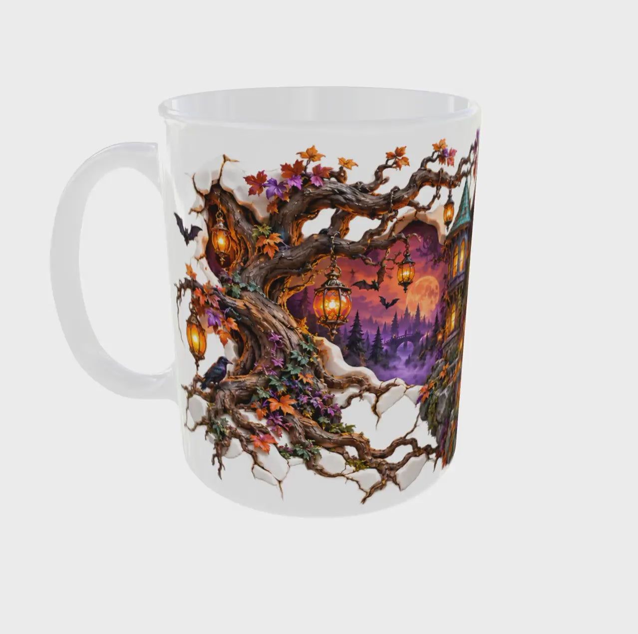 Vidéo à 360° du mug Halloween maison de sorcière effet 3D