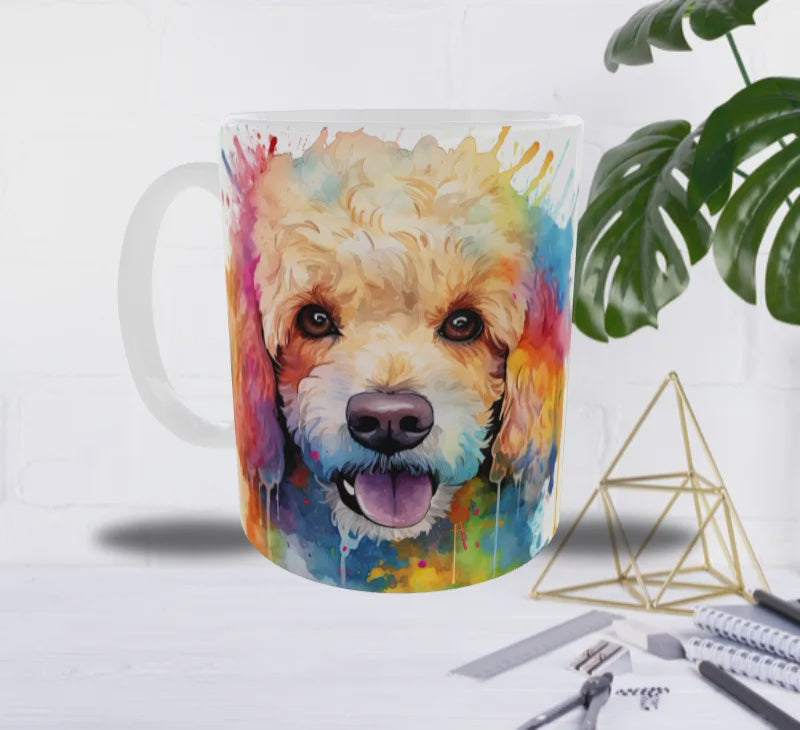 Mug Caniche Abricot Arc-en-Couleurs — Explosion Artistique & Douceur