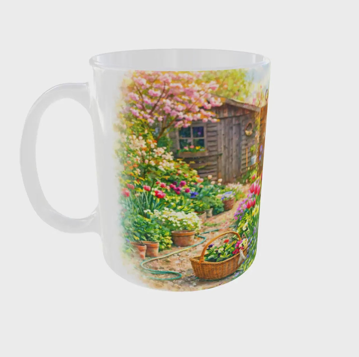 Vidéo mug jardinage le bonheur pousse ici rotation 360