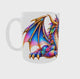 Vidéo 360° du mug dragon et fée avec dragon arc-en-ciel et fée aux ailes de papillon imprimés sur tout le tour