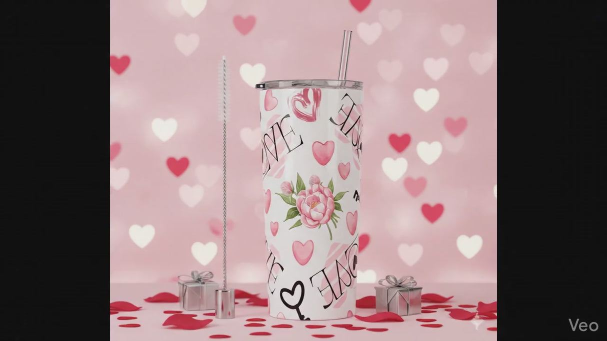 Tumbler isotherme Floral LOVE pivoine – 20 oz (591 ml)