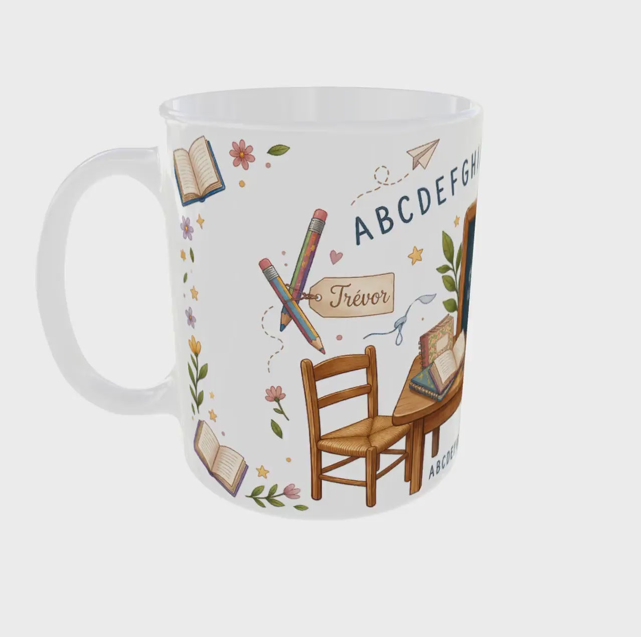 Vidéo 360° mug personnalisé prénom thème école – Sublimation Store