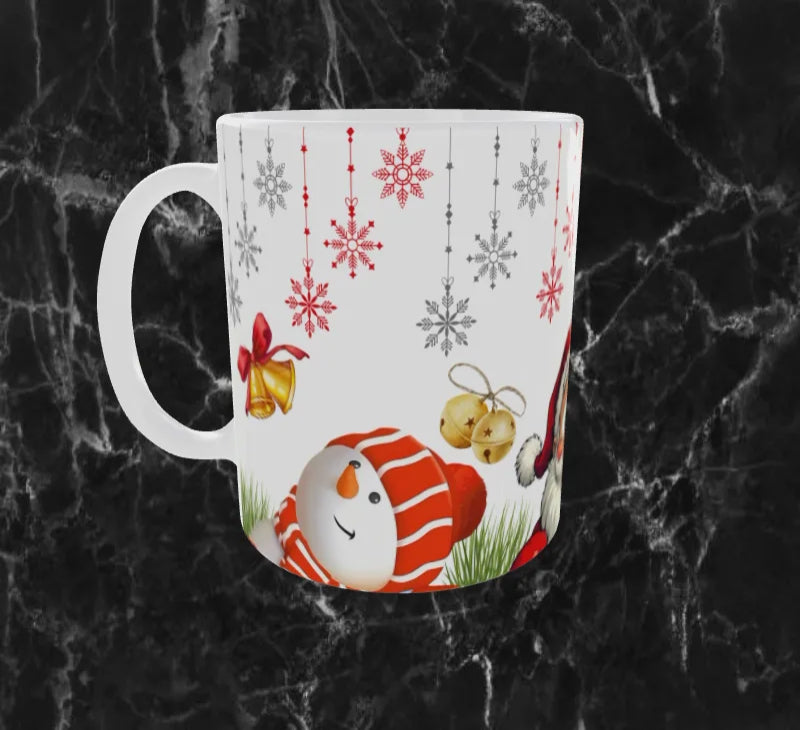 🎄✨ Mug Noël Joyeux – Père Noël, Bonhomme de Neige & Renne Festif