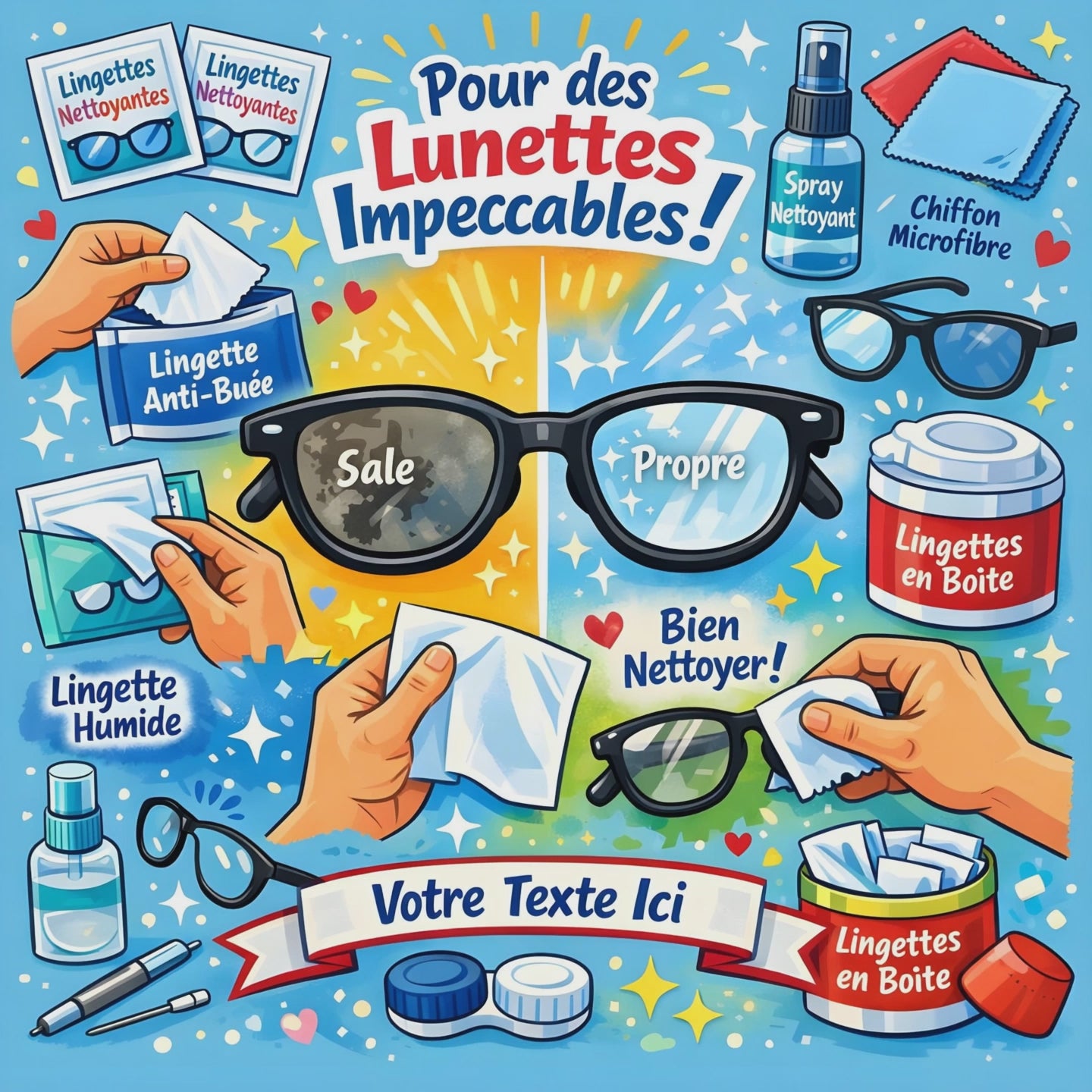 Lingette microfibre carrée 17,5 cm personnalisable pour nettoyage de lunettes sans traces Vidéo