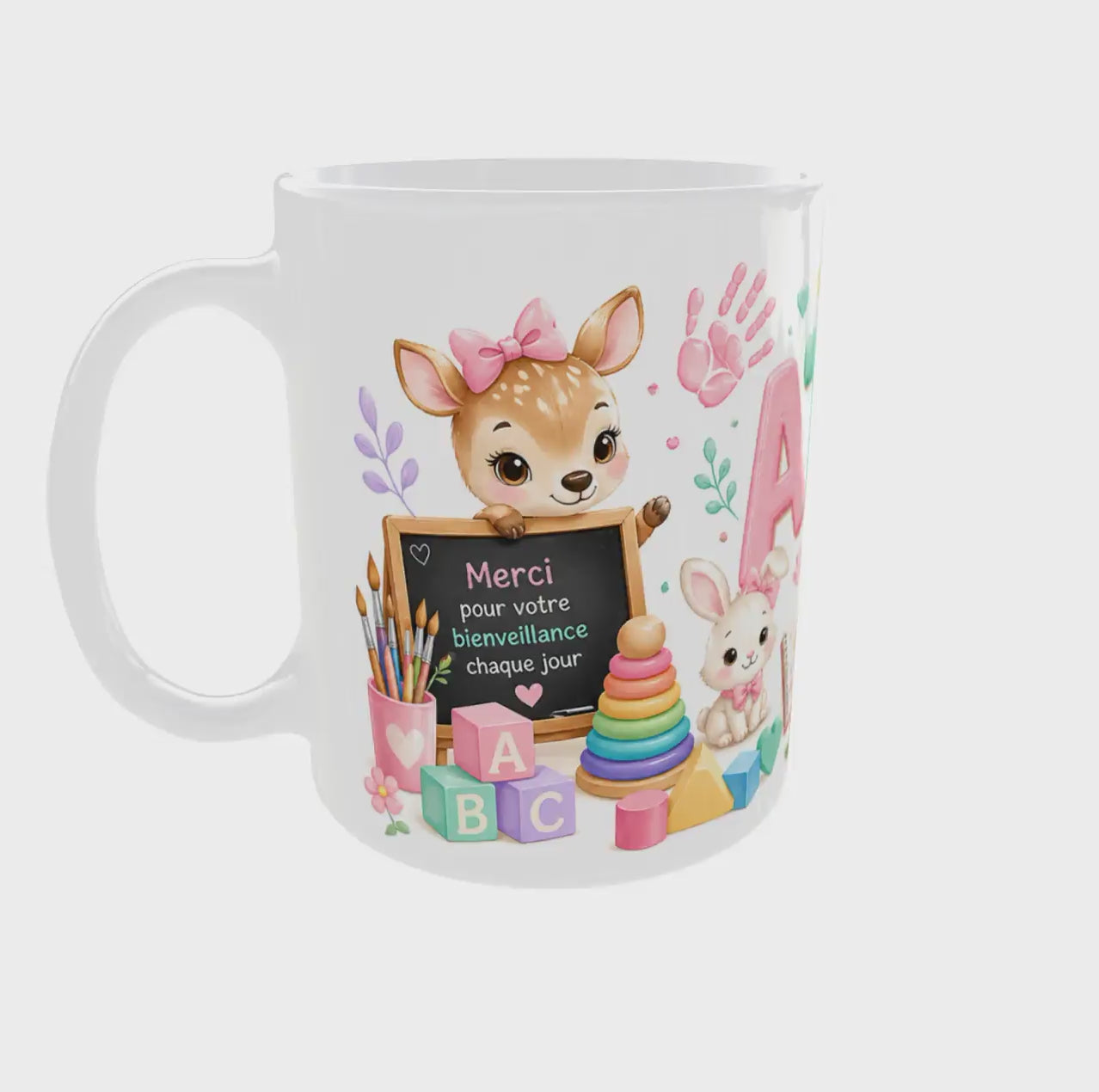 Vidéo 360° mug personnalisé prénom ATSEM kawaii – Sublimation Store