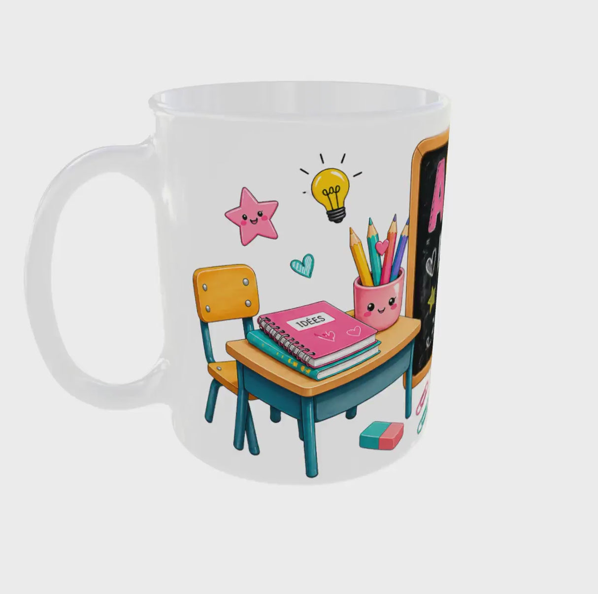 Vidéo 360° mug personnalisé prénom ATSEM patience amour café – Sublimation Store