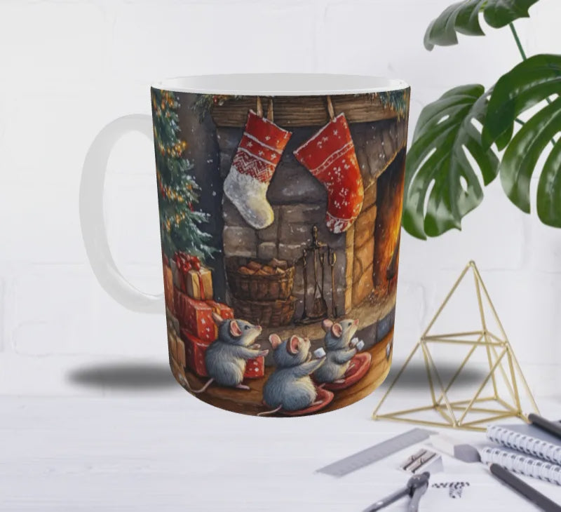 🐭Mug de Noël – Les Petites Souris au Coin du Feu 🔥