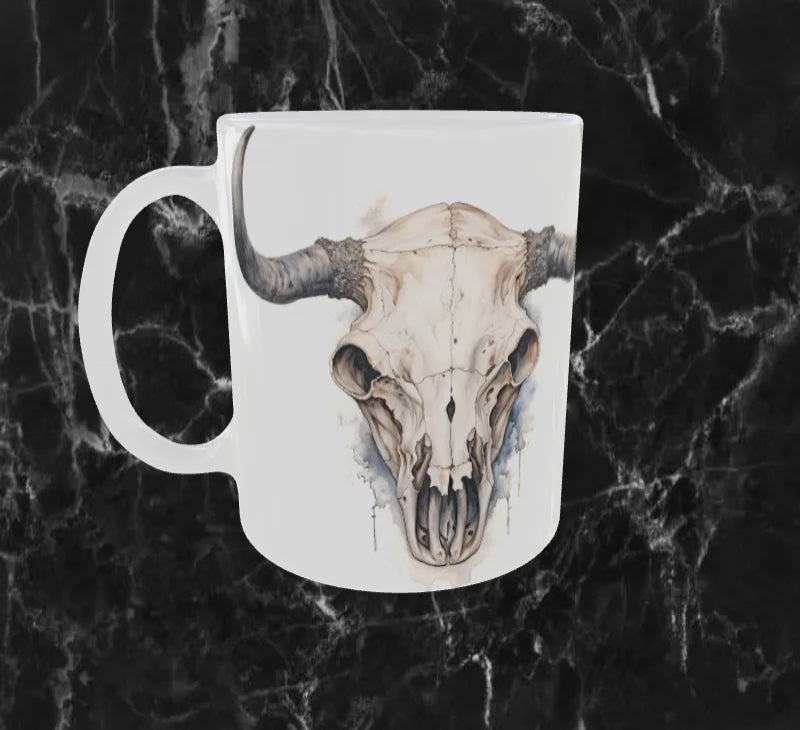 💀 Mug “Crâne de Vache Éternel” – Mystique & Intemporel ⚡