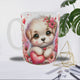 Mug Saint-Valentin Chien & Cœurs – Chiot Fleuri Romantique (Sublimation)
