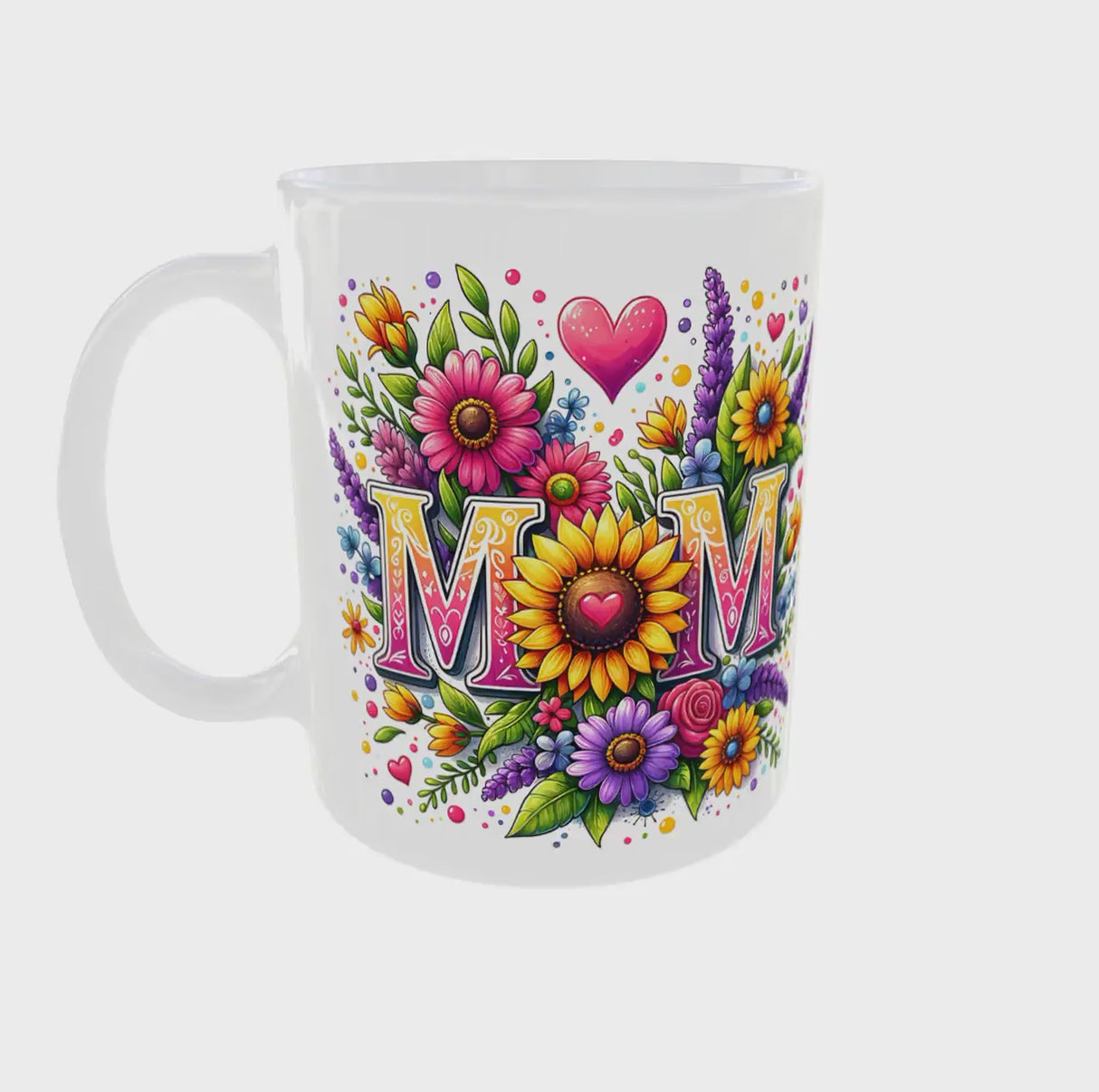 Mug "MOM" Design Floral Coloré – Céramique 325 ml Cadeau Fête des Mères