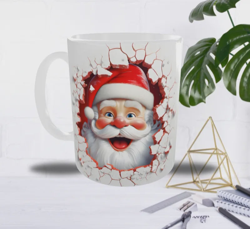 🎄 Mug Père Noël Souriant – Illustration 3D Festive & Joyeuse (Sublimation Haute Qualité)