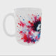 Vidéo 360° du mug Halloween gothique avec clown sombre en aquarelle rouge et bleue imprimé sur tout le tour