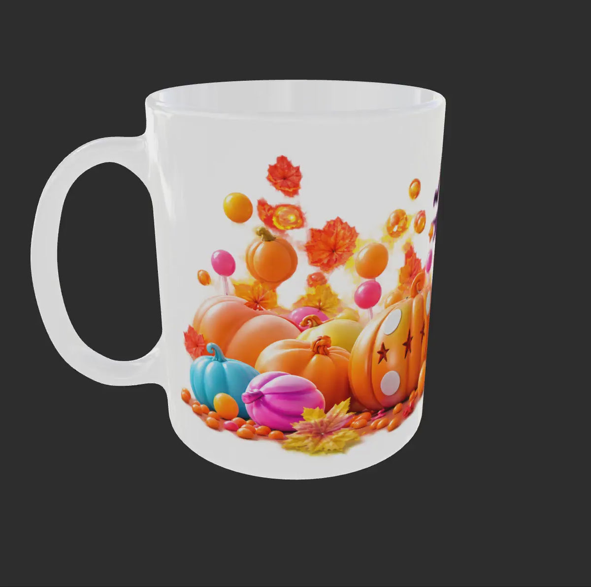 Mug Halloween Personnalisé Prénom – Fantôme Gourmand et Citrouilles Bonbon 11 oz