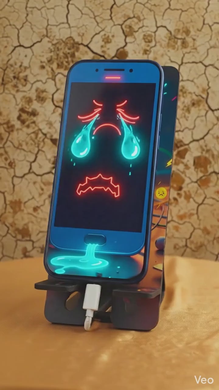 Support téléphone humour – Batterie vide, téléphone qui pleure (sublimation)