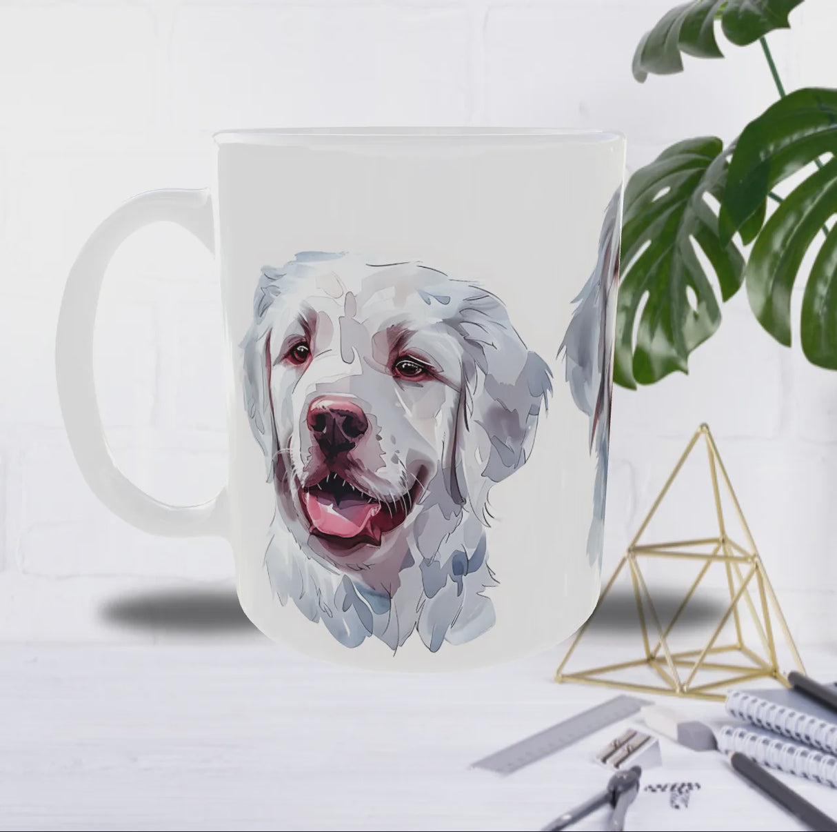 Mug “Sourire de Berger Hongrois” – Portrait Artistique façon Aquarelle (Sublimation)