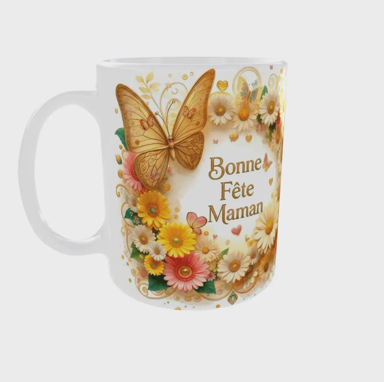 video mug bonne fete maman fleurs rotation 360 tasse cadeau