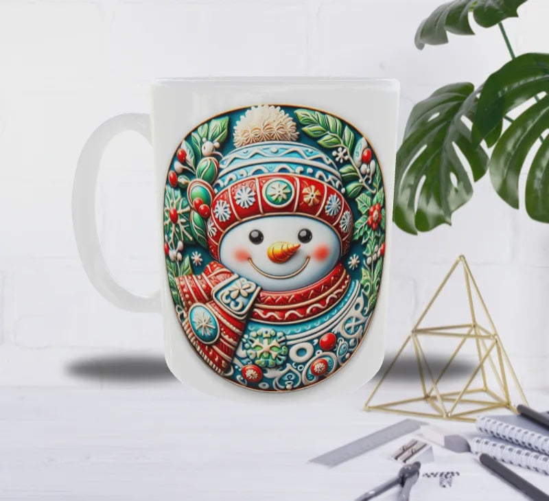 ❄️ Mug Bonhomme de Neige Festif – Écharpe & Bonnet de Noël