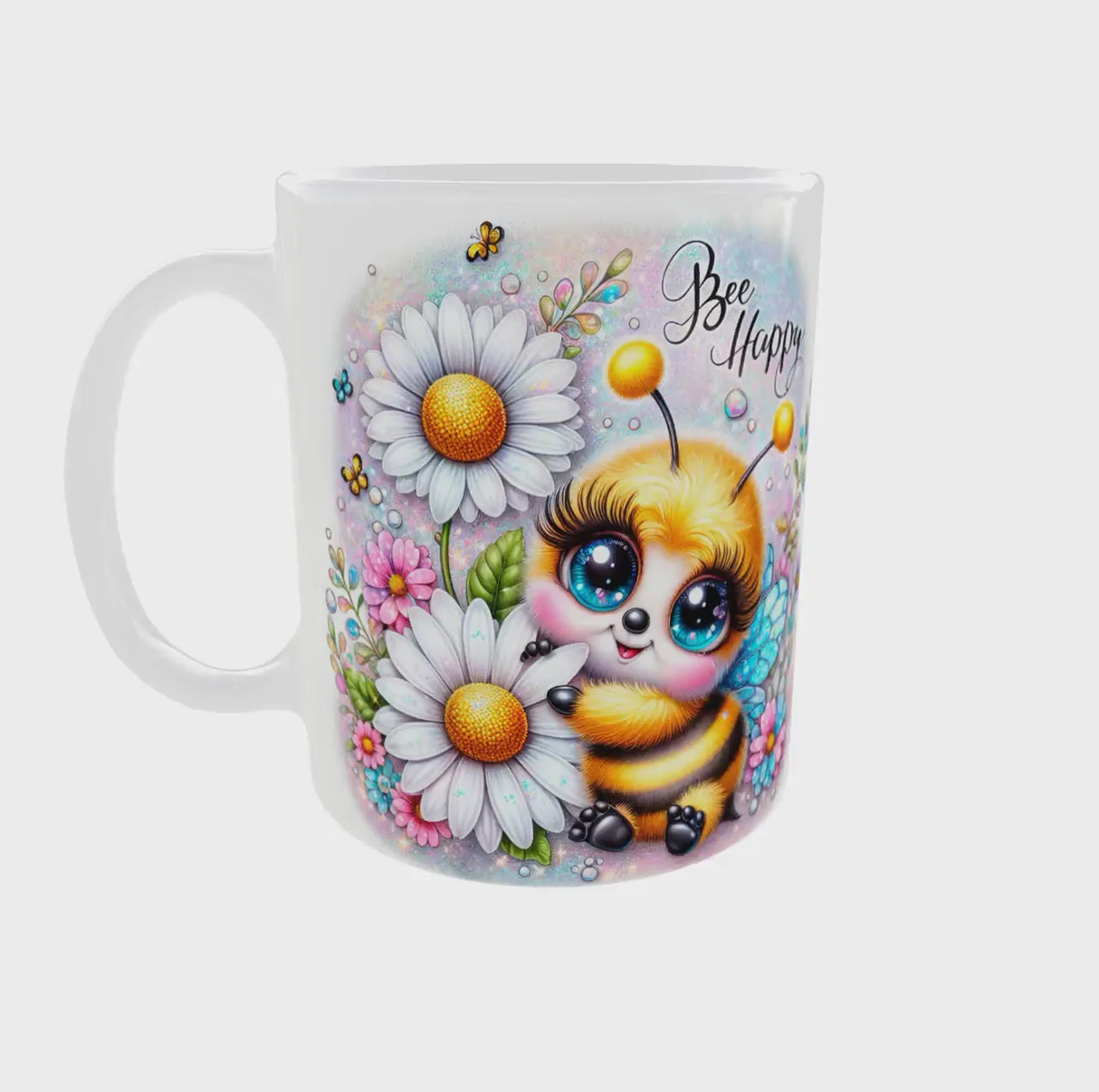 video mug abeille kawaii bee happy rotation 360