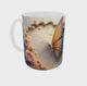Vidéo 360° du mug papillon 3D avec papillons, marguerites et mur fissuré en effet 3D imprimés sur tout le tour