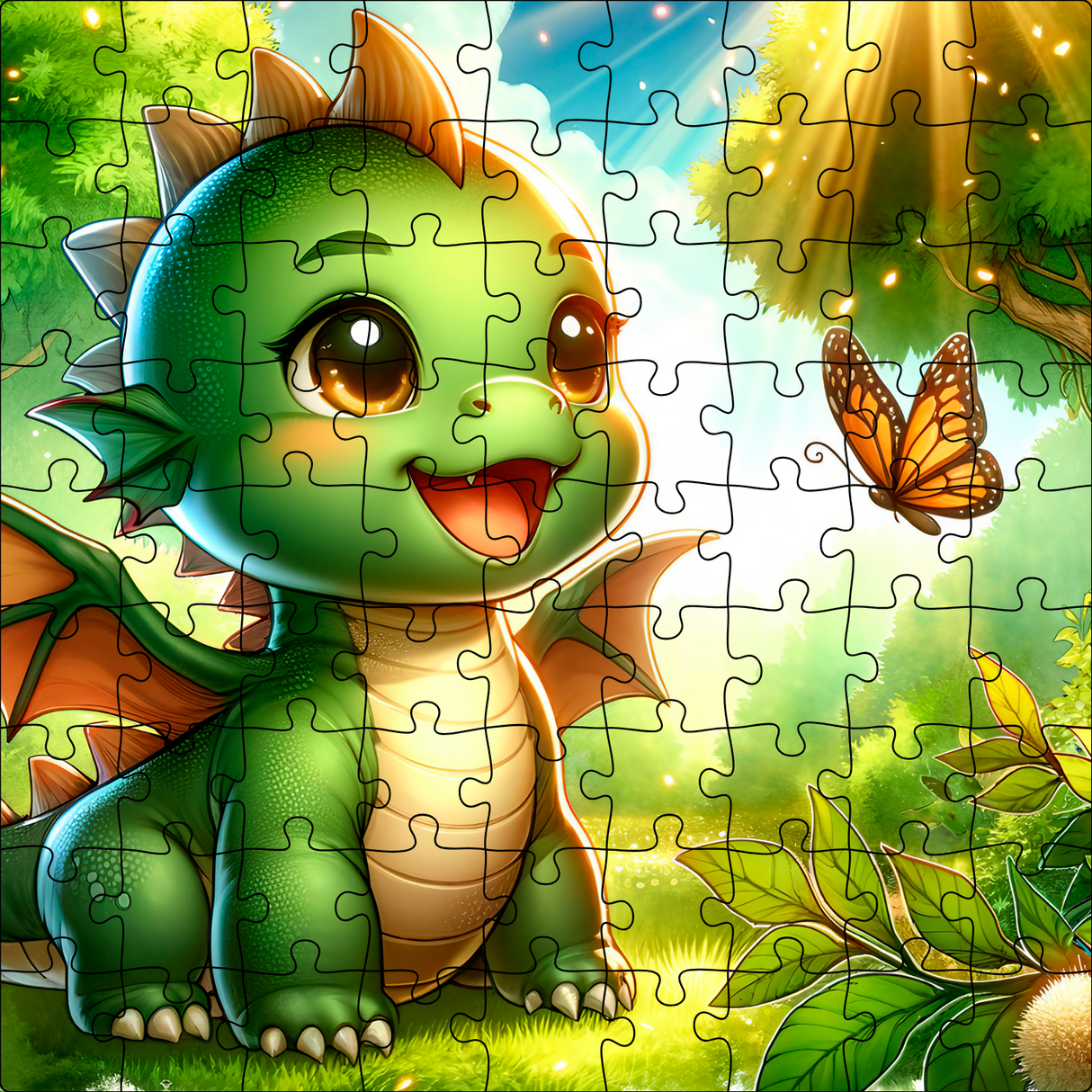 Puzzle Sublimation Bébé Dinosaure Kawaii – 80 pièces – 24,2 × 19,2 cm
