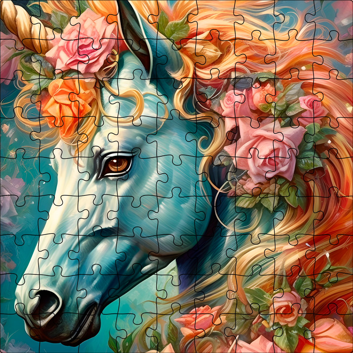 Puzzle Sublimation Licorne Fleurie – 80 pièces – 24,2 × 19,2 cm