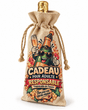 Sac cadeau beige imitation chanvre pour bouteille de champagne, imprimé Cadeau pour adulte responsable, fond blanc