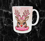 Mug Personnalisé Noël – Adorable Petit Renne Rose 🦌✨