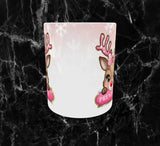 Mug Personnalisé Noël – Adorable Petit Renne Rose 🦌✨