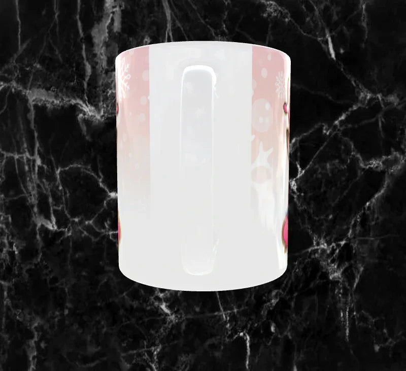 Mug Personnalisé Noël – Adorable Petit Renne Rose 🦌✨