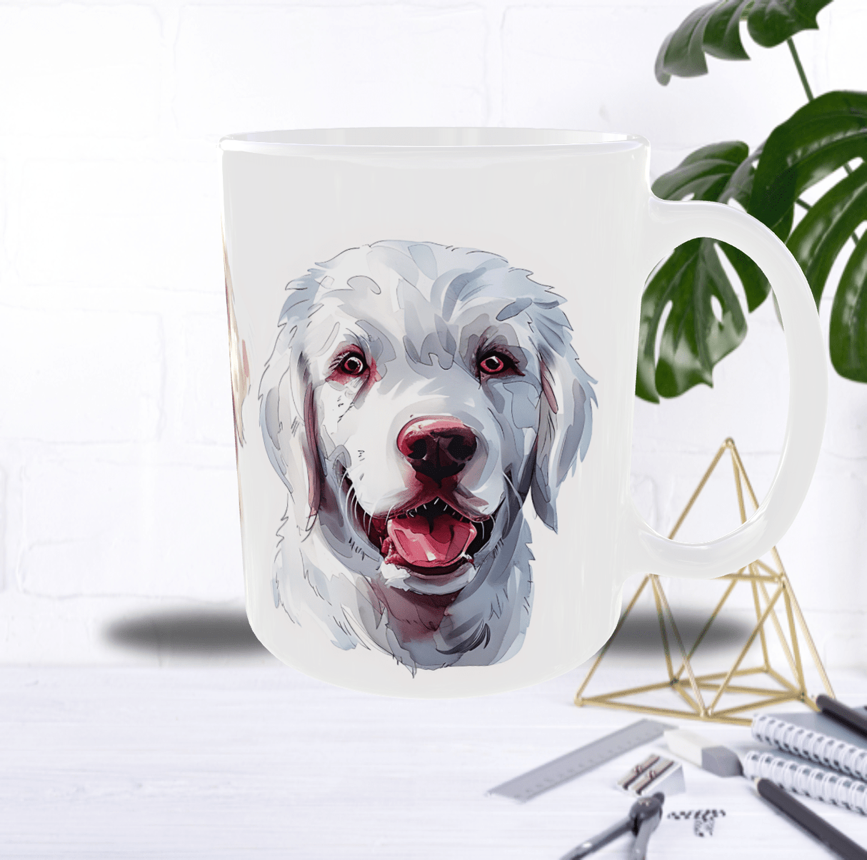 Mug “Sourire de Berger Hongrois” – Portrait Artistique façon Aquarelle (Sublimation)
