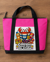 Détail patch imprimé tote bag Contient peut-être un crabe – crabe cartoon et accessoires plage
