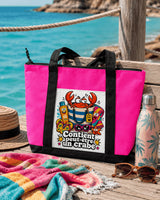 Tote bag Contient peut-être un crabe rose posé sur ponton en bois face à la mer