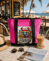 Tote bag Contient peut-être un crabe rose posé sur table en terrasse face à la mer