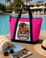 Tote bag sac de plage "Officiellement en mode plage" – beach boss, rose ou vert aqua Sublimation Store