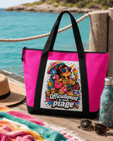Tote bag sac de plage "Officiellement en mode plage" – beach boss, rose ou vert aqua Sublimation Store