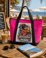 Tote bag sac de plage "Officiellement en mode plage" – beach boss, rose ou vert aqua Sublimation Store