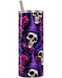 Chaudron Nomade : Gobelet Inox avec Paille, Têtes de Mort à Chapeau Pointu et Fleurs Prune Sublimation Store