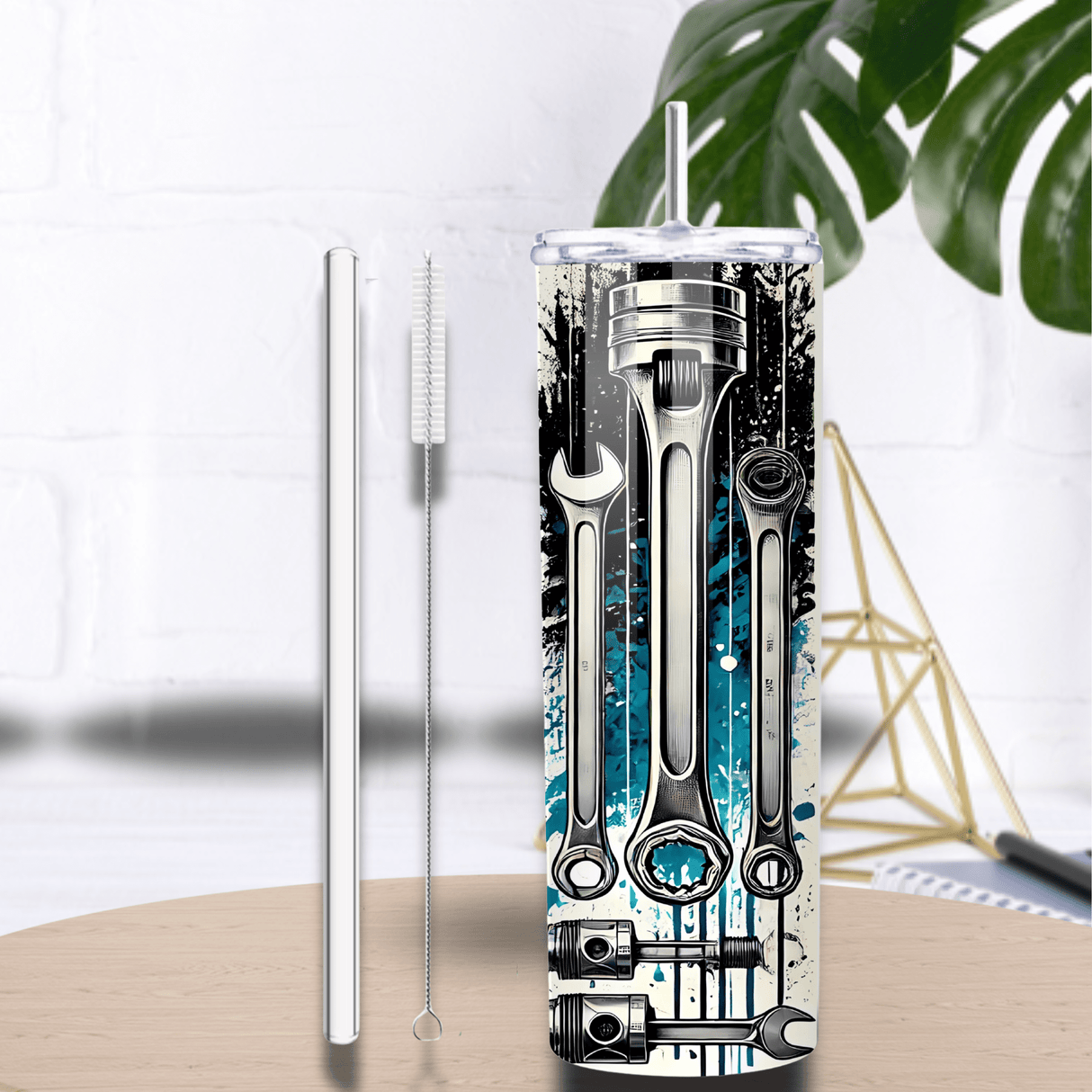 Tumbler Isotherme “Garage & Mécanique” – Pièces, Outils & Pistons (Sublimation)