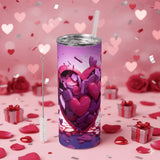 Tumbler Isotherme 20oz – Design "Cœur Éclaté" 3D Rose & Violet Sublimation Store