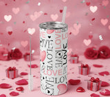 Tumbler Isotherme 20oz "Love & Hearts" – Édition Spéciale Saint-Valentin – Coffret Cadeau Complet Sublimation Store