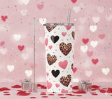 Tumbler Isotherme "Wild Love" – Design Cœurs Léopard et Rose Pastel – 600ml Sublimation Store