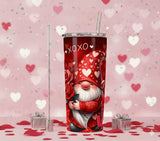 Tumbler Isotherme "Gnome Amoureux" – Design XOXO et Roses Rouges – 600ml Sublimation Store