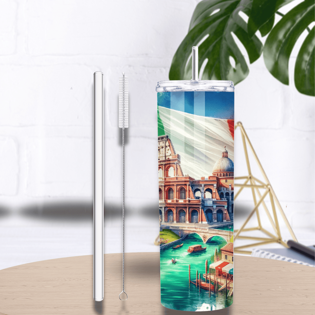 Tumbler Italie Aquarelle – Venise, Rome & Pise – Isotherme 20 oz